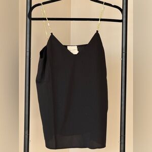 Easy Clothes Black Beaded Strap Camisole Tank Size Small